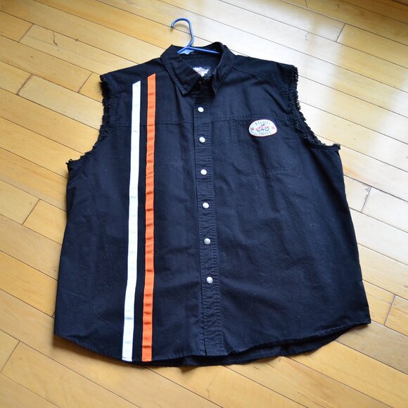 Harley-Davidson Men's Black Full Button Up Motorcycle Vest Size XXL Dirt Track - Picture 1 of 12